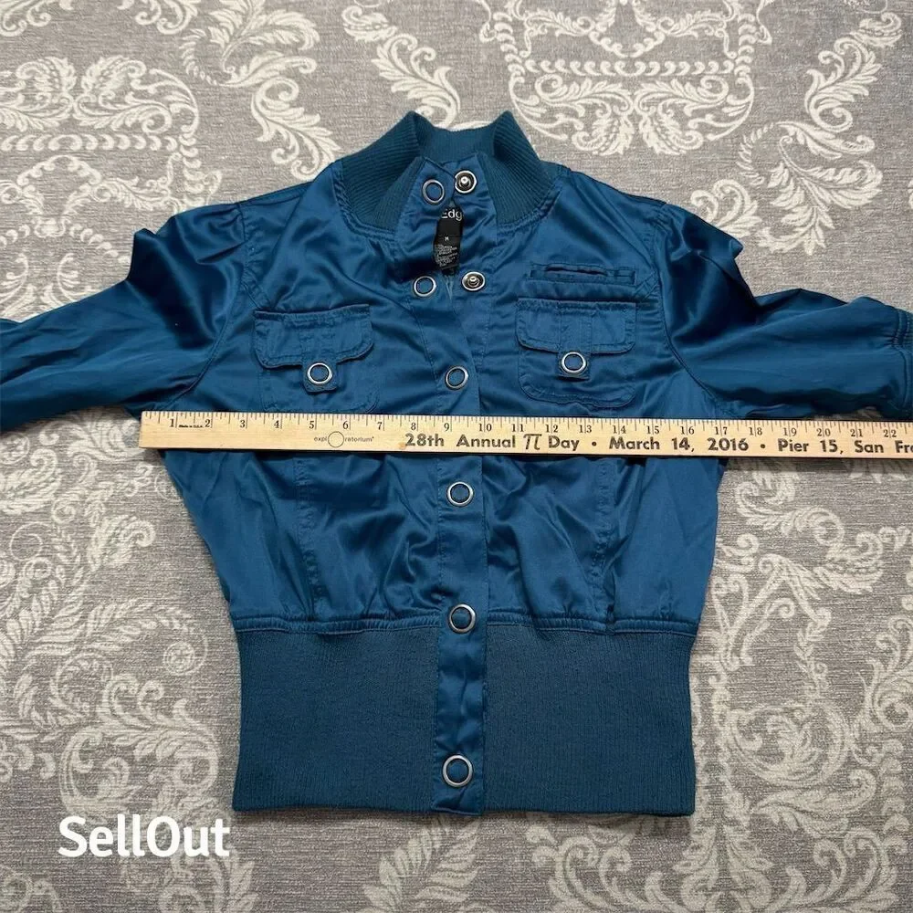 Outer Edge Women's Teal Snap Button Jacket Blue Size M Standard